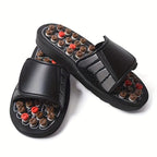 Men'S Slippers Acupressure Slippers Foot Massage Foot Pain Relief Open Toe - Black - Size 38