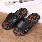 Men'S Slippers Acupressure Slippers Foot Massage Foot Pain Relief Open Toe - Black - Size 44