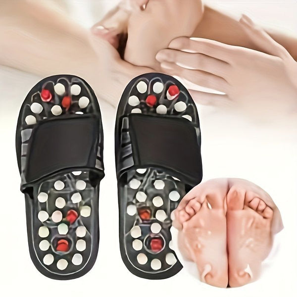 Japanese Acupressure Slippers Rotating Massage Slippers Reflexology Slippers - Black - Size 40