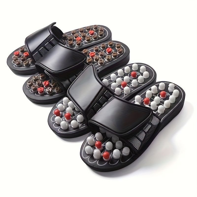 Japanese Acupressure Slippers Rotating Massage Slippers Reflexology Slippers - Black - Size 40