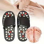 Japanese Acupressure Slippers Rotating Massage Slippers Reflexology Slippers - Black - Size 42