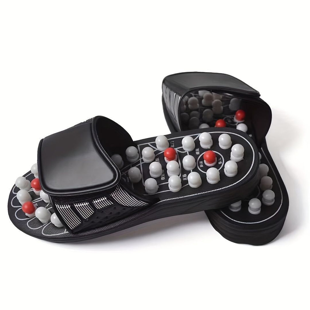 Japanese Acupressure Slippers Rotating Massage Slippers Reflexology Slippers - Black - Size 42