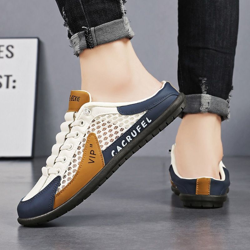Men'S Casual Shoes Slip-On Shoes Semi-Slippers Anti-Slip Shoes Wear-Resistant - Gray - Size 45