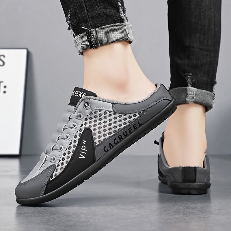 Men'S Casual Shoes Slip-On Shoes Semi-Slippers Anti-Slip Shoes Wear-Resistant - Gray - Size 47