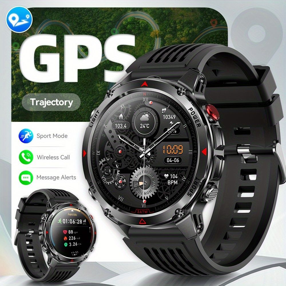 Men'S Outdoor Smart Watch GPS Sports Watch Water-Resistant Smart Watch Wireless - Gray-orange - Size 01