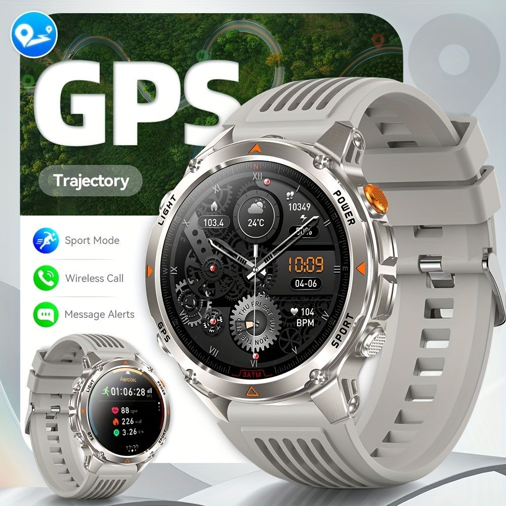 Men'S Outdoor Smart Watch GPS Sports Watch Water-Resistant Smart Watch Wireless - Gray-orange - Size 01
