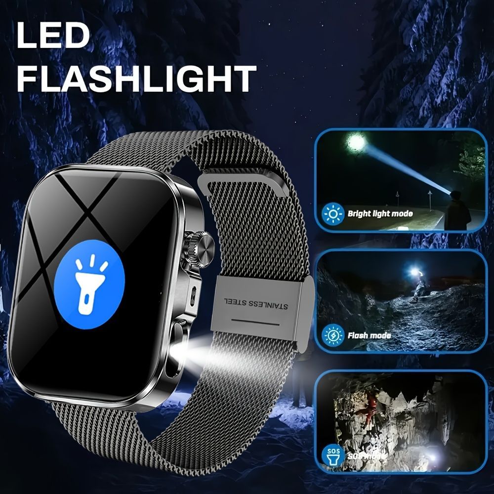 Unisex Smart Watch Stainless Steel Strap Fitness Tracker Call Reminder Message - Black - Size 01