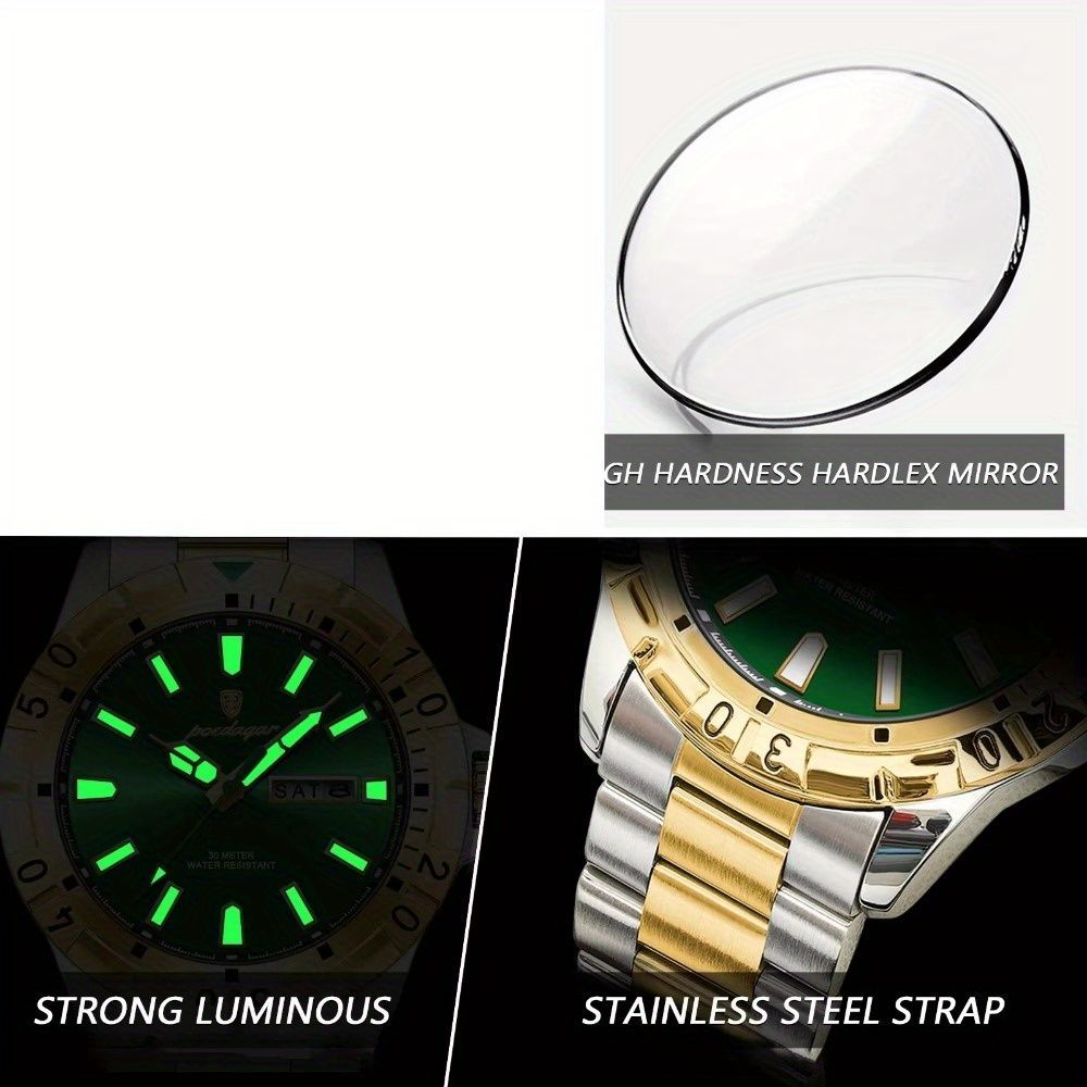 Men'S Watch Stainless Steel Watch Blue Dial Watch Water-Resistant Watch - 959 Black - Size 01