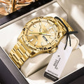 Men'S Watch Stainless Steel Watch Blue Dial Watch Water-Resistant Watch - 959 Golden - Size 01