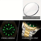 Men'S Watch Stainless Steel Watch Blue Dial Watch Water-Resistant Watch - 959 Gold, Silver, Green - Size 01