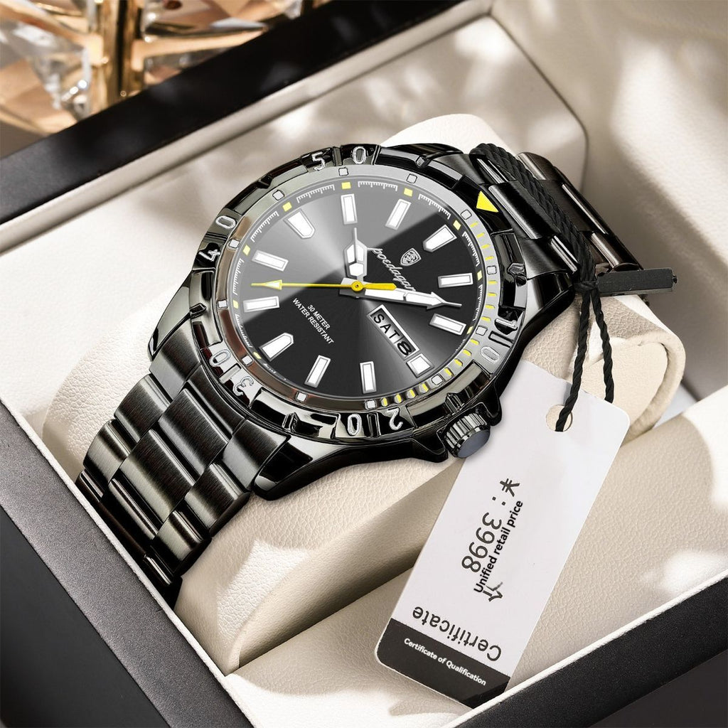 Men'S Watch Stainless Steel Watch Blue Dial Watch Water-Resistant Watch - 959Silver Blue - Size 01