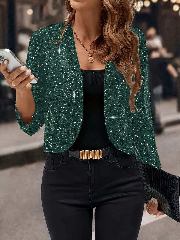 Sparkly Women'S Jacket Sheer Jacket Women'S Outerwear Fashion Jacket Glamorous - Green - Size XL