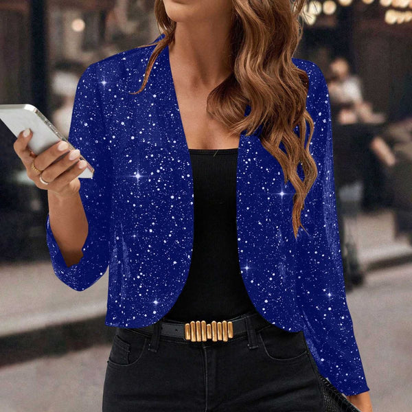 Sparkly Women'S Jacket Sheer Jacket Women'S Outerwear Fashion Jacket Glamorous - Navy - Size S