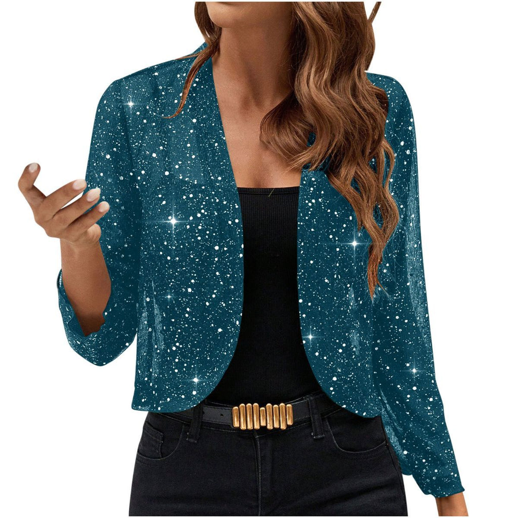 Sparkly Women'S Jacket Sheer Jacket Women'S Outerwear Fashion Jacket Glamorous - Navy - Size S