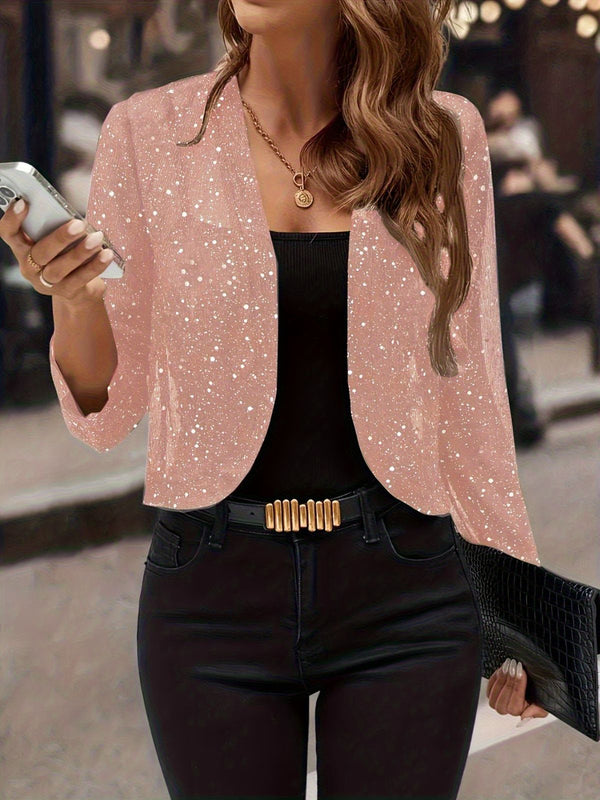 Sparkly Women'S Jacket Sheer Jacket Women'S Outerwear Fashion Jacket Glamorous - Pink - Size XXL