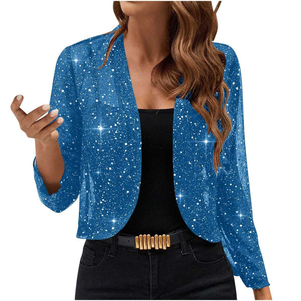 Sparkly Women'S Jacket Sheer Jacket Women'S Outerwear Fashion Jacket Glamorous - Sky Blue - Size S