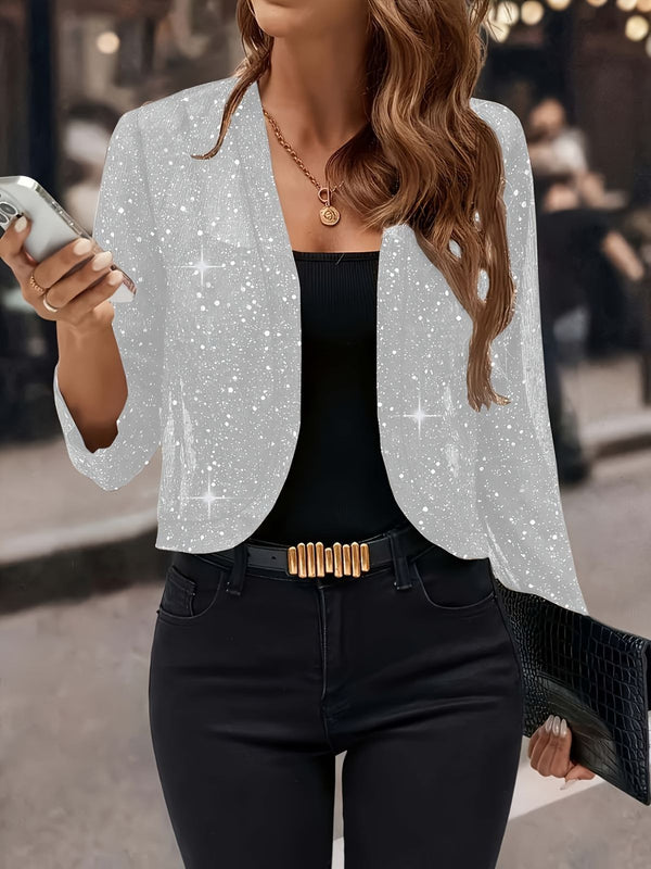 Sparkly Women'S Jacket Sheer Jacket Women'S Outerwear Fashion Jacket Glamorous - White - Size S
