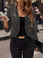 Sparkly Women'S Jacket Sheer Jacket Women'S Outerwear Fashion Jacket Glamorous - White - Size XL