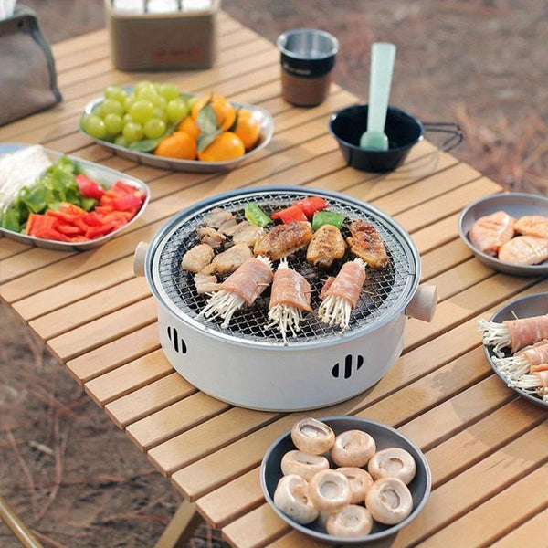 White Black Portable Barbecue Grill Stainless Steel Grill Desktop Grill Camping Grill