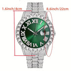 Men'S Watch Set Luxury Men'S Watch Artificial Gemstone Bracelet Cross Necklace - Red - Size 1