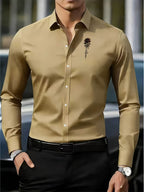 Men'S Formal Shirt Slim Fit Dress Shirt Long Sleeve Shirt Printed Shirt - Blue sapphire - Size XL(AU XL/EU52)
