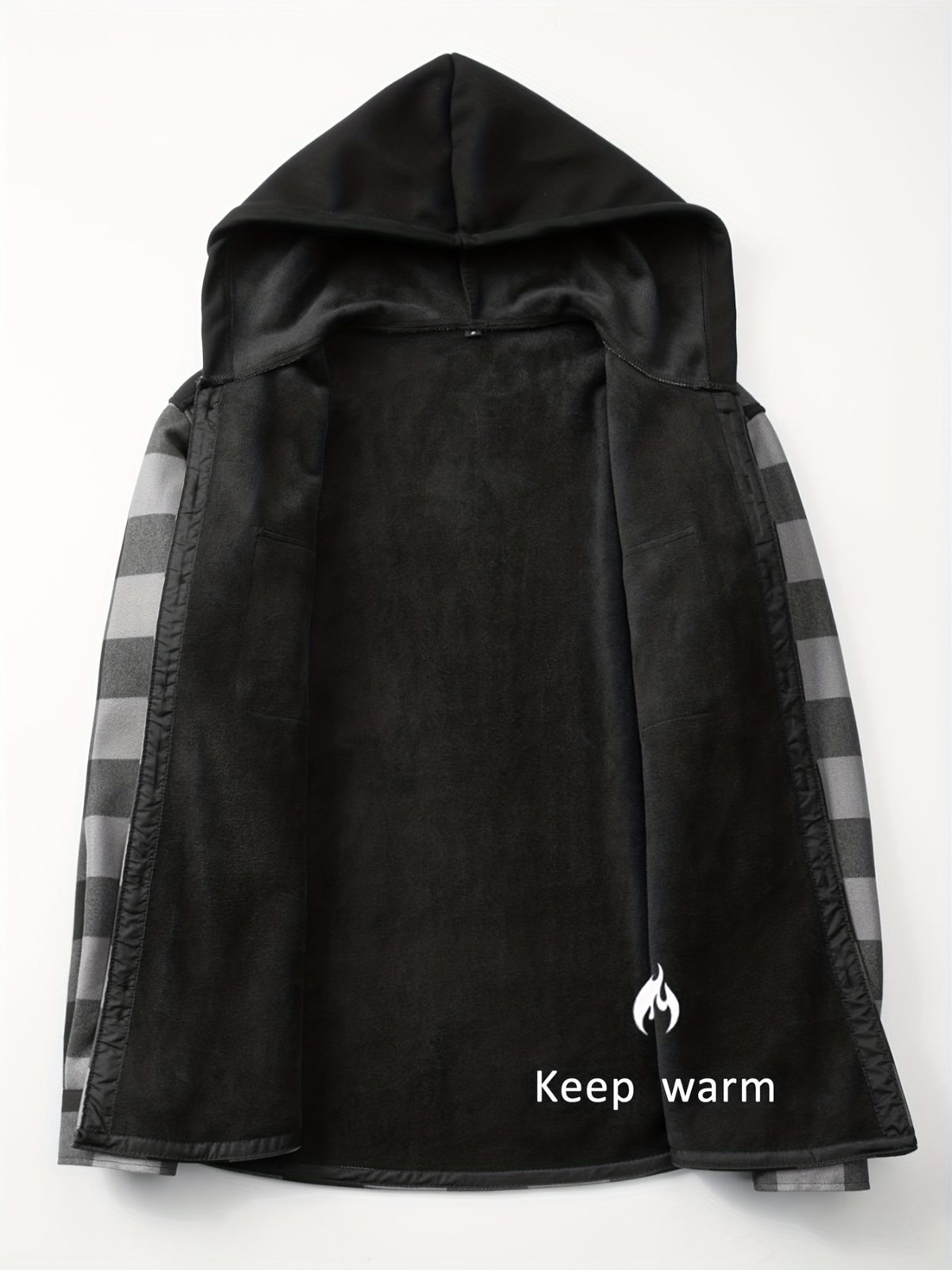 Plaid Hooded Jacket with Velvet Lining - Red - Size XL(AU XL/EU52)