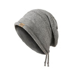 1PCS women's and men's new autumn and winter sheep wool material pure color knitted stackable hat drawstring adjustable cap hoodless hat warm hat cold hat wheat ear embroidery fashionable and versatile model - Black - Size XL(AU XL/EU52)