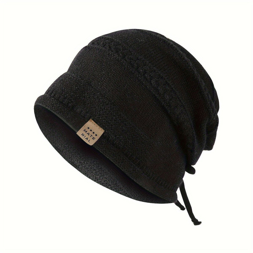 1PCS women's and men's new autumn and winter sheep wool material pure color knitted stackable hat drawstring adjustable cap hoodless hat warm hat cold hat wheat ear embroidery fashionable and versatile model - Coffee - Size XL(AU XL/EU52)