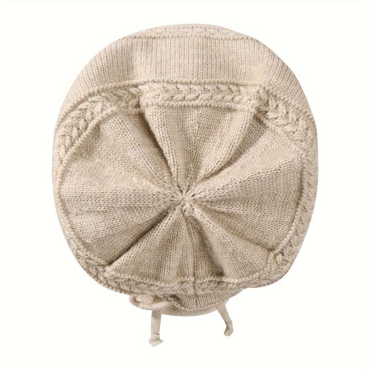 1PCS women's and men's new autumn and winter sheep wool material pure color knitted stackable hat drawstring adjustable cap hoodless hat warm hat cold hat wheat ear embroidery fashionable and versatile model - 浅灰（Light gray） - Size XL(AU XL/EU52)