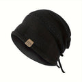 1PCS women's and men's new autumn and winter sheep wool material pure color knitted stackable hat drawstring adjustable cap hoodless hat warm hat cold hat wheat ear embroidery fashionable and versatile model - Gray - Size XL(AU XL/EU52)