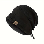 1PCS women's and men's new autumn and winter sheep wool material pure color knitted stackable hat drawstring adjustable cap hoodless hat warm hat cold hat wheat ear embroidery fashionable and versatile model - Gray - Size XL(AU XL/EU52)