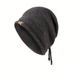1PCS women's and men's new autumn and winter sheep wool material pure color knitted stackable hat drawstring adjustable cap hoodless hat warm hat cold hat wheat ear embroidery fashionable and versatile model - White - Size XL(AU XL/EU52)