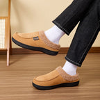 Men's Suede Slippers with Fleece Trim - Gray - Size 8(AU8/EU41)