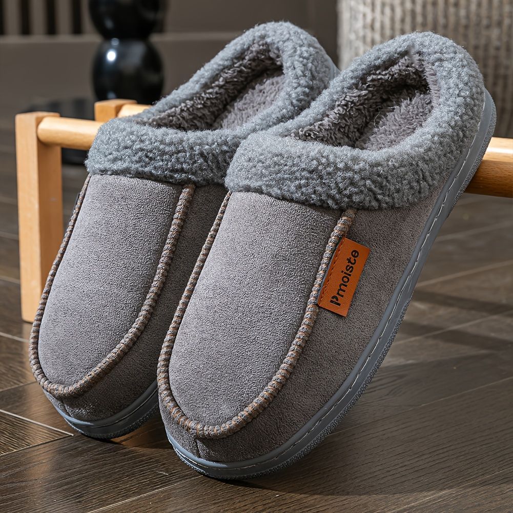 Men's Suede Slippers with Fleece Trim - Blue - Size 11(AU11/EU44)