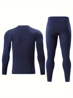 Men's Thermal Underwear Set 2-Piece Long Sleeve Top & High-Waist Pants - Black - Size 2XL(AU 2XL/EU54)