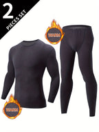 Men's Thermal Underwear Set 2-Piece Long Sleeve Top & High-Waist Pants - Blue - Size XL(AU XL/EU52)