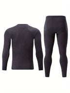 Men's Thermal Underwear Set 2-Piece Long Sleeve Top & High-Waist Pants - Blue - Size XL(AU XL/EU52)