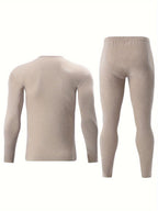 Men's Thermal Underwear Set 2-Piece Long Sleeve Top & High-Waist Pants - Gray - Size XL(AU XL/EU52)