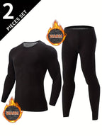 Men's Thermal Underwear Set 2-Piece Long Sleeve Top & High-Waist Pants - Gray - Size 2XL(AU 2XL/EU54)