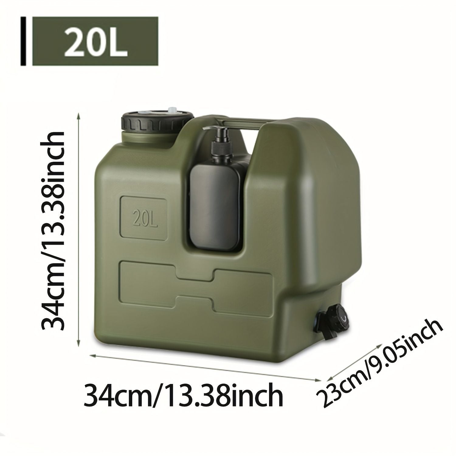 Green 20L Water Container Camping Water Container Outdoor Water Storage Portable
