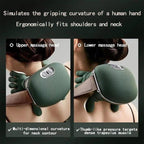 Massager, real hand simulation, deep tissue massage, neck, back and shoulder, 3D kneading, 3 speed adjustable USB charger (green)