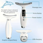 Rechargeable facial and neck skincare device, 7 modes, USB charging, vibration heating massage, ergonomic design, suitable for home use - ideal gift for women, daily skincare assistant, digital display function, skincare tool, must-have for beauty enthusi