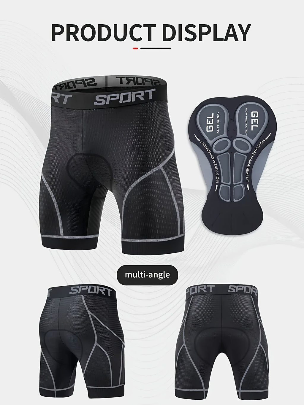 XL size men's 5d mesh cycling shorts casual elastic breathable letters elastic waist shorts summer outdoor cycling mountain bike