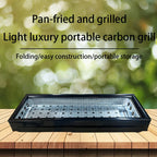 Portable foldable barbecue grill with adjustable height and built-in side rack - heavy-duty metal outdoor barbecue grill, suitable for backyard, camping, picnic - compact storage design with external barbecue cover, durable paint surface, suitable for out