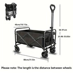 250KG Load Capacity 300L Large Capacity Heavy Duty Foldable Beach Car - All-Terrain Foldable Multi-Functional Handcart with Large Wheels, Side Pockets and Brakes - Durable Oxford Fabric and Stainless Steel Structure, Suitable for Camping, Garden, Sports a