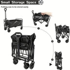 250KG Load Capacity 300L Large Capacity Heavy Duty Foldable Beach Car - All-Terrain Foldable Multi-Functional Handcart with Large Wheels, Side Pockets and Brakes - Durable Oxford Fabric and Stainless Steel Structure, Suitable for Camping, Garden, Sports a