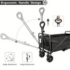 250KG Load Capacity 300L Large Capacity Heavy Duty Foldable Beach Car - All-Terrain Foldable Multi-Functional Handcart with Large Wheels, Side Pockets and Brakes - Durable Oxford Fabric and Stainless Steel Structure, Suitable for Camping, Garden, Sports a