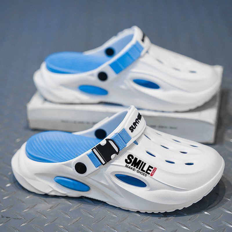 Unisex Clog Sandals Open Toe Slip-On Sandals Soft Sole Walking Shoes Outdoor - Blue - Size 12(AU12/EU45)