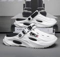 Unisex Clog Sandals Open Toe Slip-On Sandals Soft Sole Walking Shoes Outdoor - White and black - Size 6(AU6/EU39)