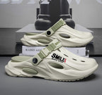 Unisex Clog Sandals Open Toe Slip-On Sandals Soft Sole Walking Shoes Outdoor - White and black - Size 6(AU6/EU39)